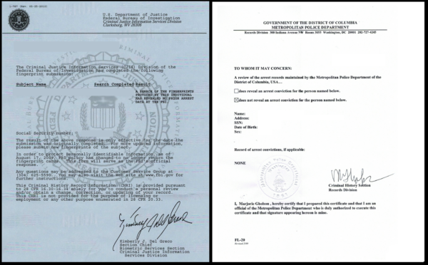 FBI无犯罪证明国务院海牙认证